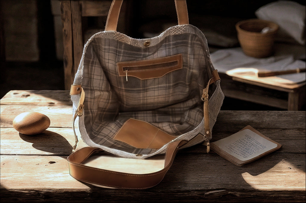 Handmade Moroccan Tote Bag – Leather & Handwoven Fabric | Boho Chic Shopper | Spacious & Durable