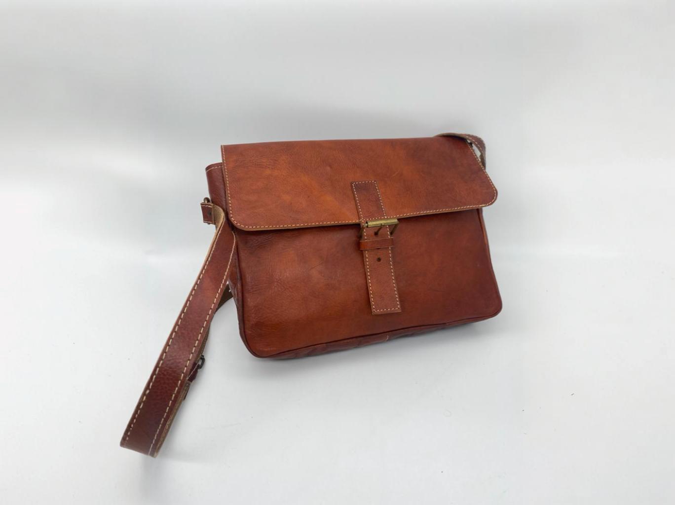 Leather Messenger Bag – Handmade Moroccan Goat Leather Crossbody Satchel