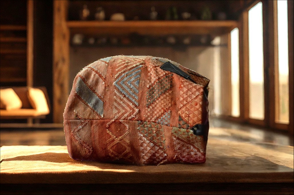 Handwoven Moroccan Tote Bag – Leather Handles – Boho Style